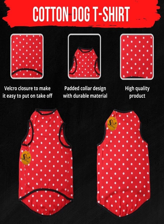 Sage Square Funky Soft Material Dog T-Shirt | Cool/Funky Print Pet | Soft Light Weight | Comfortable & Breathable Dog Clothing | Trendy Vest Outfit (Medium - 16 inch) (Polka Red) - Image 5